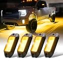 Nicoko 4Pods Pure Yellow 72 LEDs SMD Chips 72w High Power Rock Lights Super Bright Yellow Offroad Car Boat Underglow Lights IP68 Waterproof for Truck SUV UTV ATV RZR