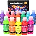 Nicpro 12 Colors Neon Washable Paint Set for Kid 2oz, Glow Under Blacklight