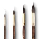 Nicpro 4 PCS Watercolor Brushes Professional, Extended Needle Point Brush Set, Sable Watercolor Brushes with Synthetic Extra Long Tip for Fine Detailing - Watercolor Acrylic Gouache Inks Painting