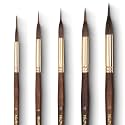 Nicpro 5 PCS Watercolor Brushes Professional, Extended Needle Point Brushes Set, Sable Paint Brushes with Synthetic Extra Long Tip for Fine Detailing - Watercolor Acrylic Gouache Inks Painting