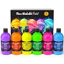 Nicpro 6 Colors Fluorescent Large Washable Paint Set for Kid (16.9 oz)