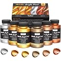 Nicpro Acrylic Paint Metallic, 6 Colors Gold, Silver, Copper, Deep Gold Sahara, Bronze, Copper 50.7oz/1500ml Total, Non Toxic Shimmer Craft Paint for Wood, Metal, Clay, Canvas, Furniture &amp; DIY Decor