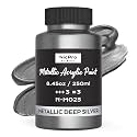 Nicpro Metallic Deep Silver Acrylic Paint, 8.45oz/250ml Large Silver Leaf Paint, Non Toxic, Non Fading Art Craft Paints for Canvas, Wood, Clay, Metal, Furniture, Handcrafts, Art Supplies