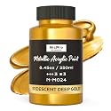 Nicpro Metallic Iridescent Deep Gold Acrylic Paint, 8.45oz/250ml Large Gold Leaf Paint, Non Toxic, Non Fading Craft Paint for Pumpkins, Canvas, Wood, Clay, Metal, Furniture, Handcrafts, Art Supplies