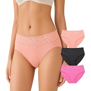 NICSY Womens Underwear Cotton Bikini Panties Lace
