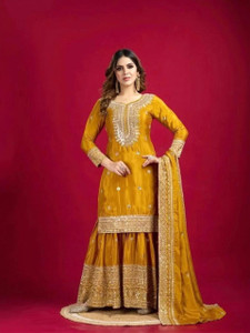 NIDHI SEQUENCE Women Ethnic Top Sharara Dupatta