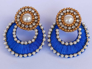 nidhi world of creation silk dori acrylic earring set
