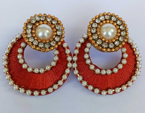 nidhi world of creation silk dori acrylic earring set