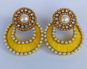 nidhi world of creation silk dori acrylic earring set