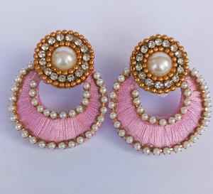 nidhi world of creation silk dori acrylic earring set