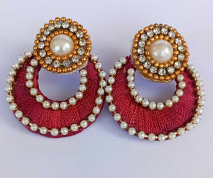 nidhi world of creation silk dori acrylic earring set