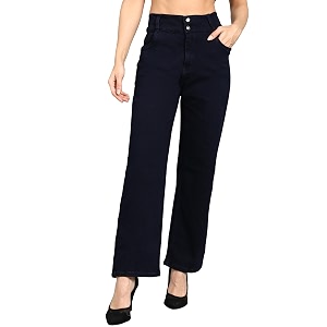 Nifty Womens Denim Stretchable 2-Button Straight Fit