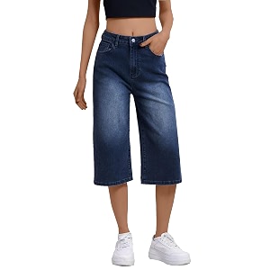 Nifty Womens Denim Stretchable Baggy Fit Capris
