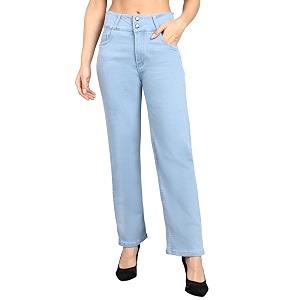 Nifty Womens Denim Stretchable 2-Button Straight Fit