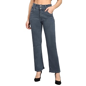 Nifty Womens Denim Stretchable 2-Button Straight Fit