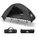 Night Cat Camping Cot Tent - Waterproof 1-Person Off-Ground Combo Cot Bed for Adults Portable Easy Set-up Tent Black 27.5'' Width