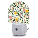 Night Light, Spring Flowers Night Lights Plug into Wall Dusk to Dawn Sensor Round Nightlight for Women Men Energy Efficient Led Lamp 0.5W for Stairway Hallway Bedroom