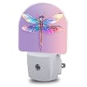 Night Light, Colorful Dragonfly Night Lights Plug into Wall Dusk to Dawn Sensor Round Nightlight for Women Men Energy Efficient Led Lamp 0.5W for Stairway Hallway Bedroom