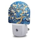 Night Lights Plug into Wall Almond Tree in Blossom Night Light Dusk to Dawn Smart Sensor Decorative Round Led Lamp for Bedroom Kitchen Hallway Nightlight for Women Men