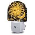 Night Lights Plug into Wall Boho Moon Sun Star Night Light Dusk to Dawn Smart Sensor Decorative Round Led Lamp for Bedroom Kitchen Hallway Nightlight for Women Men