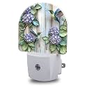 Night Lights Plug into Wall Hummingbirds and Hydrangea Flowers Night Light Dusk to Dawn Smart Sensor Decorative Round Led Lamp for Bedroom Kitchen Hallway Nightlight for Women Men