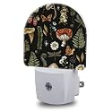 Night Lights Plug into Wall Nature Woodland Mushroom Forest Plants Night Light Dusk to Dawn Smart Sensor Decorative Round Led Lamp for Bedroom Kitchen Hallway Nightlight for Women Men