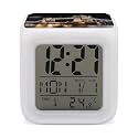 Night London Tower Bridge Alarm Clock with 7 Color Changing Night Light,Battery Operated Digital Clocks with Temperature Display Tiny Electric Clock LED Sleep Timer for Room Decor