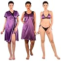 Nightdoll Women's Nightdress Nighty with Robe Set (Set of 4pc Nighty,Robe with Lingerie Set)