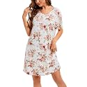 Nightgowns for Women Soft Cotton Sleep Shirts Short Sleeve Sleepwear