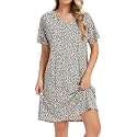 Nightgowns for Women Soft Cotton Sleep Shirts Short Sleeve Sleepwear
