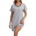 Nightgowns for Women Soft Cotton Sleep Shirts Short Sleeve Sleepwear