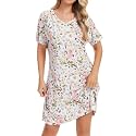 Nightgowns for Women Soft Cotton Sleep Shirts Short Sleeve Sleepwear