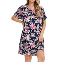 Nightgowns for Women Soft Cotton Sleep Shirts Short Sleeve Sleepwear