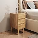 Nightstand with 3 Drawers Narrow Night Stand Solid Wood Bedside Table Mid Century Modern Nightstand Wooden End Table for Bedroom, Study, Office