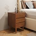 Nightstand with 3 Drawers Narrow Night Stand Solid Wood Bedside Table Mid Century Modern Nightstand Wooden End Table for Bedroom, Study, Office