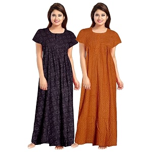 Nighty for Women Cotton Printed Maxi Gown