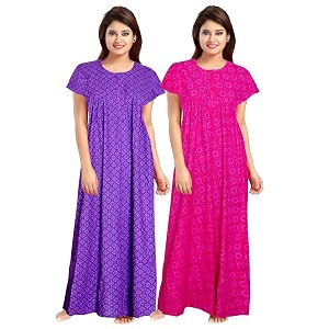 Nighty for Women Cotton Printed Maxi Gown