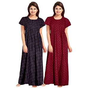 Nighty for Women Cotton Printed Maxi Gown