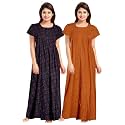 Nighty for Women Cotton Printed Maxi Gown