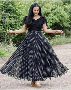 NIHANT ENTERPRISE Polka Print Stitched Lehenga