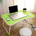 NIHARA Smart Multipurpose Foldable Laptop Table with Cup Holder, Study Table, Bed Table, Breakfast Table, Foldable and Portable/Ergonomic & Rounded Edges/Non-Slip Legs-> (Green)