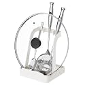 NiHome Big Pot Lid Holder and Spoon Rest with Removable Drip Tray – Black Iron Kitchen Counter Organizer for Cooking Utensils, Ladles, Spatulas, Cutting Boards &amp; Cookware