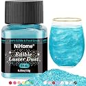 NiHome Edible Food-Grade Glitter Powder Glimmer Luster Dust Metallic Fancy Food Decorating Sprinkle Glimmery Dust for Drink Wine Beverage Cake Bakery Vegan Allergen-Free (Teal, 0.35oz/10g)