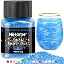 NiHome Edible Food-Grade Glitter Powder Glimmer Luster Dust Metallic Fancy Food Decorating Sprinkle Glimmery Dust for Drink Wine Beverage Cake Bakery Vegan Allergen-Free (Blue, 0.35oz/10g)
