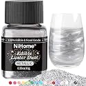 NiHome Edible Food-Grade Glitter Powder Glimmer Luster Dust Metallic Fancy Food Decorating Sprinkle Glimmery Dust for Drink Wine Beverage Cake Bakery Vegan Allergen-Free (Metallic, 0.35oz/10g)