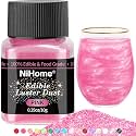 NiHome Edible Food-Grade Glitter Powder Glimmer Luster Dust Metallic Fancy Food Decorating Sprinkle Glimmery Dust for Drink Wine Beverage Cake Bakery Vegan Allergen-Free (Pink, 0.35oz/10g)