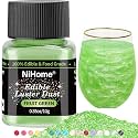 NiHome Edible Food-Grade Glitter Powder Glimmer Luster Dust Metallic Fancy Food Decorating Sprinkle Glimmery Dust for Drink Wine Beverage Cake Bakery Vegan Allergen-Free (Fruit Green, 0.35oz/10g)