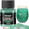 NiHome Edible Food-Grade Glitter Powder Glimmer Luster Dust Metallic Fancy Food Decorating Sprinkle Glimmery Dust for Drink Wine Beverage Cake Bakery Vegan Allergen-Free (Dark Green, 0.35oz/10g)