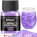 NiHome Edible Food-Grade Glitter Powder Glimmer Luster Dust Metallic Fancy Food Decorating Sprinkle Glimmery Dust for Drink Wine Beverage Cake Bakery Vegan Allergen-Free (Purple, 0.35oz/10g)
