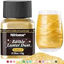 NiHome Edible Food-Grade Glitter Powder Glimmer Luster Dust Metallic Fancy Food Decorating Sprinkle Glimmery Dust for Drink Wine Beverage Cake Bakery Vegan Allergen-Free (Sunlit, 0.35oz/ 10g)